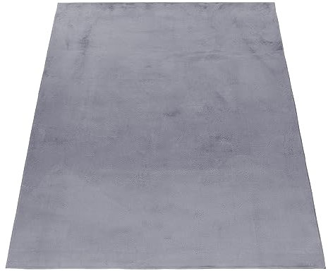 Stilvoll Günstig by ELMM Teppich Wohnzimmer Schlafzimmer Grau 60 x 110 Unicolor - Einfarbig Hochflor