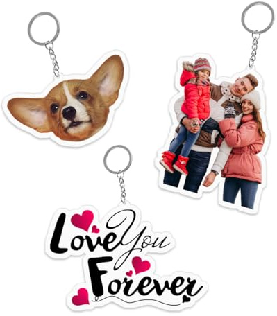 AESTHESTIFY Porte-clés photo personnalisé en acrylique avec image de chien et chat, image personnalisée, sac à dos, personnalisez votre propre nom de texte