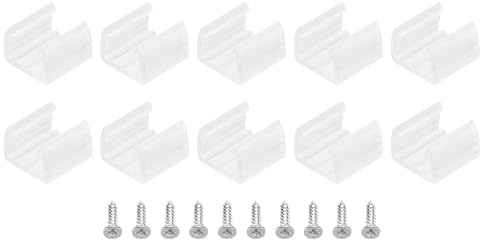 TOP-VIGOR 40Pcs LED Strip Light Clips, Waterproof Mounting Bracket Fixing Clips Plastic Clamp Holders with Screws, Lights Install Fixing Clips Clamp for 12-14mm Light Cable Ribbon, Translucent