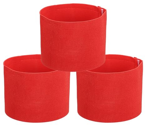 PATIKIL Banda de Capitán de Fútbol, 3 Pcs Bandas de Capitán para Fútbol Banda de Capitán Elástica Bandas de Capitán Deportivas para Jóvenes Adultos Equipo de Fútbol Entrenamiento Rojo