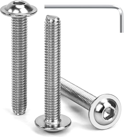 Tunejoy Tornillos de Cabeza Alomada con Brida M6 x 40 mm Tornillo de Cabeza Hexagonal de Acero Inoxidable A2 V2A Tornillos Máquina con llave Allen Rosca Completa 30 Piezas