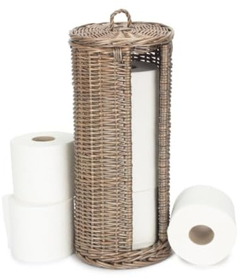 Red Hamper Open Round Rattan 3 Toilet Roll Holder