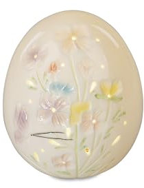formano Deko-Ei stehend 14cm Frohe Ostern aus feinem, glasiertem Steingut gefertigt, handbemalt mit LED