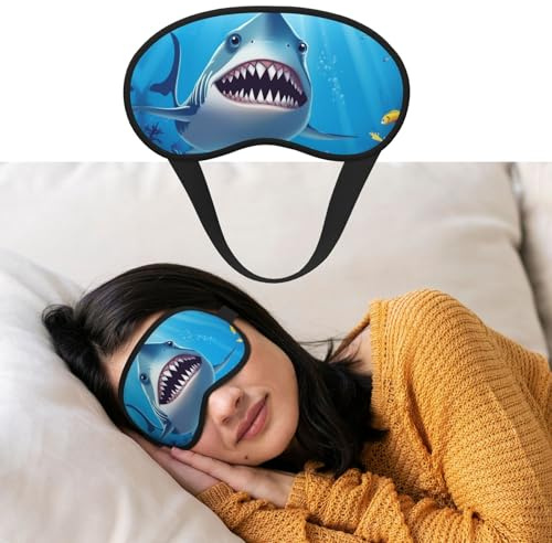 Augenmaske zum Schlafen, atmungsaktiv, lichtblockierend, Schlafmaske, lächelnd, Hai, Nacht, Augenbinde, weich, bequem, Nacht-Augenschutz, für Männer und Frauen, Augenabdeckung für Nickerchen zu Hause