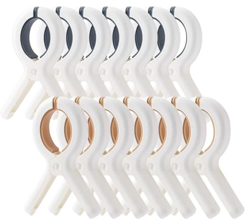 14 Stück Große Klammern, Handtuchklammern, Wäscheklammern,Handtuchklammern,Starke Klammern für Strandliegen für Tägliche Wäsche,Dicke Kleidung,Badetuch,Bettwäsche, 7 Blaue, 7 Khakifarbene