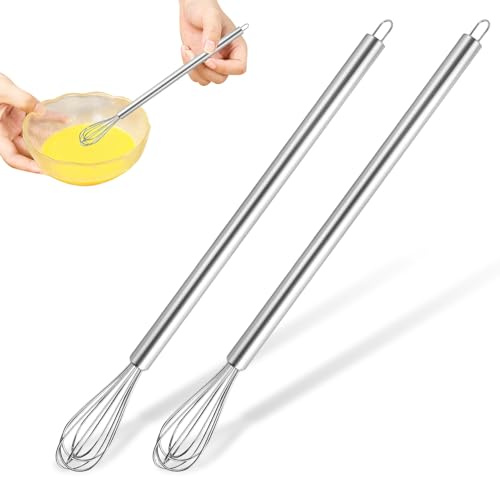 2 Stück Schneebesen,Edelstahl Mini Schneebesen für Tassen für Kann Teig Rühren Eiweiß Schlagen Butter Rühren Sahne Schlagen