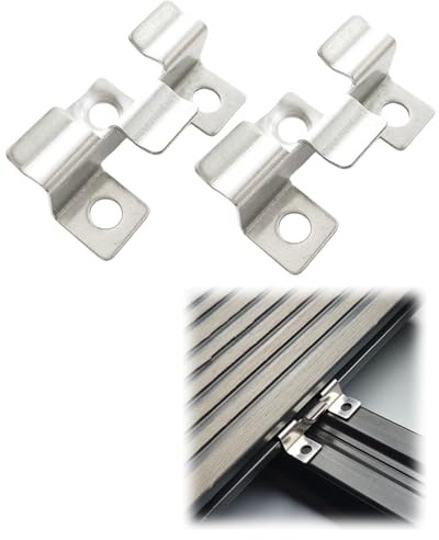 AmoreTempo Terrassenclips Edelstahl 100 Stück – U-förmig mit Widerhaken, versteckte WPC Befestigung für 8 mm Dehnungsfuge, rostfrei, inkl. Schrauben für Terrassendielen, Bambus, WPC, DIY Balkon