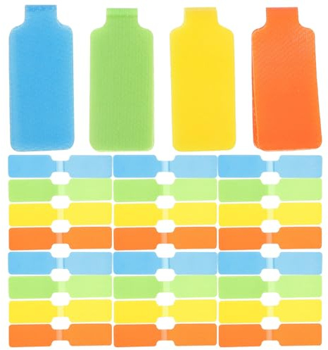 Ipetboom 50 Etiquetas para Cables Eléctricos y Cargadores Cierre de Reutilizables Tamaño 20X45 MM 8 Colores Surtidos Etiquetas para Identificación y Organización Oficina y Hogar