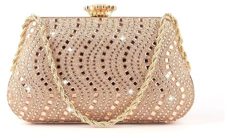 PADGCNOR Abendtasche Handtasche Braut Clutch Elegante Damen Tasche for Bankett Hochzeit Tanz Party formelle Anlässe(Champagne)