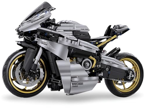 PlaySynthe Technik Motorrad Bausteine, 1:5 Supermotorrad Klemmbausteine, Superbike Bausteine, Sammlerstück Racing Motorrad Bausatz Modell Spielzeug, Geschenk für Erwachsene, 1641 Teile