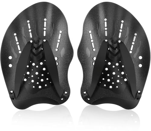 1 par de Palas de natación con Correas Ajustables - Ayuda para el Entrenamiento de Fuerza - Equipo de Ejercicio de Piscina - Accesorios para Adultos y niños - Unisex