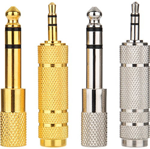 eBoot 4 Pieces Headphone Adapter 6.35 mm (1/4 Inch) Male to 3.5 mm Female and Audio Stereo Plug 3.5 mm Male to 6.35 mm (1/4 Inch) Female Stereo Jack Adapter for Player, Headphone,guitar Amplifier