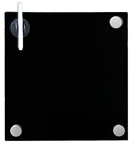 Melko Glasmagnettafel, Whiteboard, Glasboard, Magnetwand, Pinnwand, 45 x 50 x 0,4 cm, Schwarz