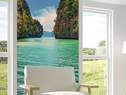 Oedim Bordüre Vertikal selbstklebend Vinyl Tapete und Wand Klippen Strand | Bordüre Bordüre für Wände | Vinyl | Dekoration | mehrere Maße | Vliestapete | Deko Kantinen, Salons, Zimmer. 77x260cm