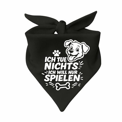 Hunde Dreiecks Halstuch (Fb: schwarz) (Gr. 1 (55 cm)) Ich tue doch Nichts ich Will nur Spielen
