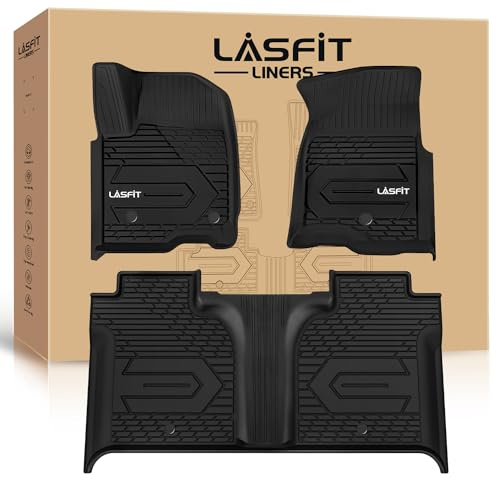 LASFIT Floor Mats 2019-2026 for Chevy Silverado/GMC Sierra 1500, 2020-2026 2500 HD/3500 HD, Crew Cab Only(Fit with Rear Under-Seat Storage, But Not Fit 2nd Row Plastic Storage) All Weather TPE Mats