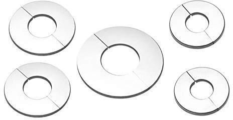 KAIISSA 5 Stück Geteilte Zweiteilige Edelstahl-Ventil-/Wasserhahn-Abdeckung/Ventilloch-Abdeckung/Wasserhahn-Abdeckung, Steckmanschette, 51 mm/35 mm/24 mm Loch Durchmesser, 10 Stück
