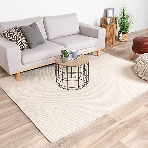 FRAAI | Home & Living Wollteppich - Feline Weiß - 200x290 cm | Wolle - Flachgewebe - Meliert, Einfarbig - Klassik, Ländlich, Modern, Skandinavisch - Wohnzimmer, Esszimmer, Schlafzimmer