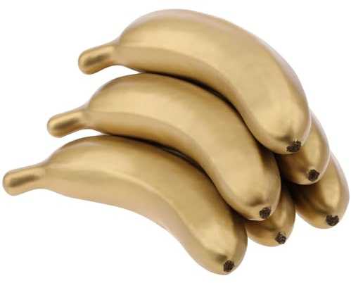 Meiwlong 6 PCS Künstliche Realistisch Golden Banane Dekoration Party Bündel Gefälscht Lebensecht Kunststoff Früchte Faux Simulation Anzeige Requisiten Weihnachten Fest