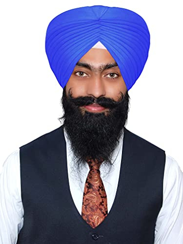 Sharvgun Sikh Turban Patka Indischer Sardar Pagri Baumwolle Punjabi Safa 5 m, blau, L