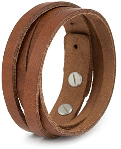 Simaru Lederarmband Herren aus Premium Leder Made in Germany, Männer Armband größenverstellbar in schwarz, braun oder Hellbraun (Hellbraun)