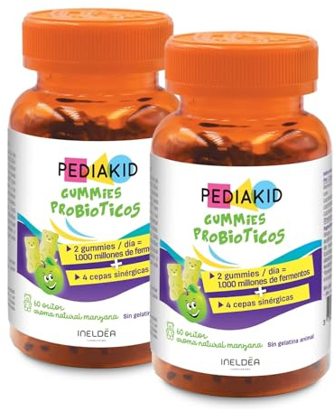 PEDIAKID - P'tit Biotic Gummibärchen - Natürliche Formel mit köstlichem Apfelaroma - Hilft die Darmflora anzureichern - Unterstützt die Abwehrkräfte des Körpers - 2er-Pack