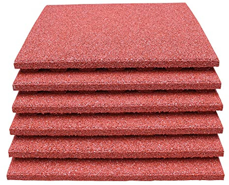 6 x Rot 50x50x4cm Fallschutzmatten Gummiplatten Fallschutzplatten Yoga Training Turnmatte Indoor Outdoor Fitness