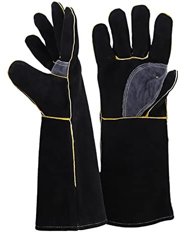 Gmjay Gartenhandschuhe Aus Leder mit Unterarmschutz Arbeitshandschuhe Rose Pruning Dornenfeste Lange Ärmel Stichfeste Rindsleder für Männer und Frauen,35cm