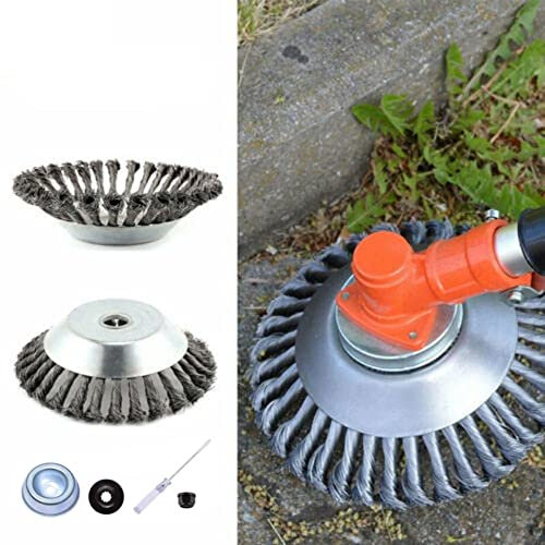 HEZHU Unkrautbürste Freischneider-Kit 200 x 25,4mm Rundbuerste Fuer für Motorsense Freischneider Unkrautbürste Wildkrautbürste Auch Motorsense Unkrauttrimmer Garten Zubehör