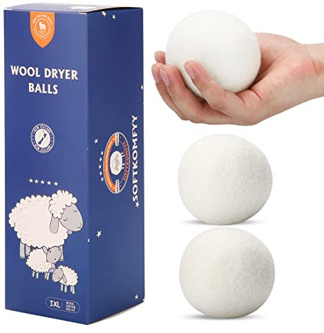 Lot de 3 balles de séchage en laine Blanc