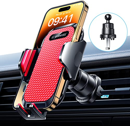 VANMASS 2026 Militärische Handyhalterung Auto Bombenfest Lüftungshaken Handy Halterung Auto Lüftung 100% Sicherer Griff Handyhalter 360°Drehbar Autohalterung Handy für iPhone Samsung Smartphone,Rot