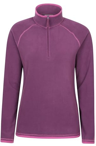 Mountain Warehouse Montana Womens Microfleece - Breathable Ladies Sweater, Quick Drying Pullover, Warm Fleece Jacket, Half Zip - Spring Summer, Travelling Berry Women's Size 16