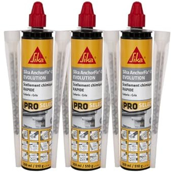 Lot de 3 résines de scellement chimique rapide SIKA Anchorfix-1 Evolution - Gris - 300ml
