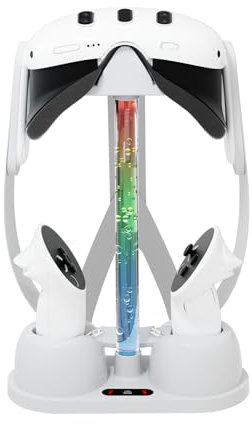 For Meta Quest 3-2 in 1 VR Charging Stand for Touch Controlle,Headset Accessories Display Holder Mount Station,With RGB Lights,Virtual Reality Gaming Glasses Storage Rack