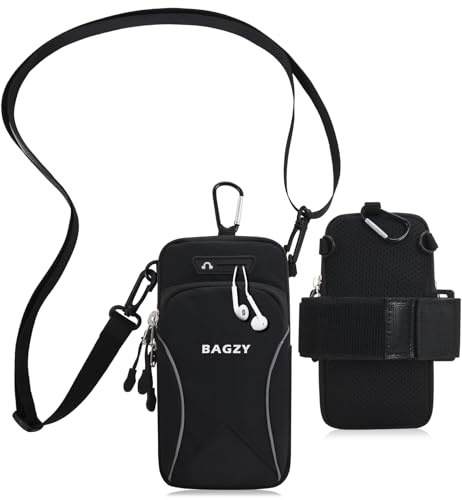 BAGZY Sportmobilficka för Löpning, 7,0 Tum Mobilficka för Armbärning, Mobilhållare, Gym Löpning Yoga Tillbehör för iPhone 15 Pro/14 Pro Max