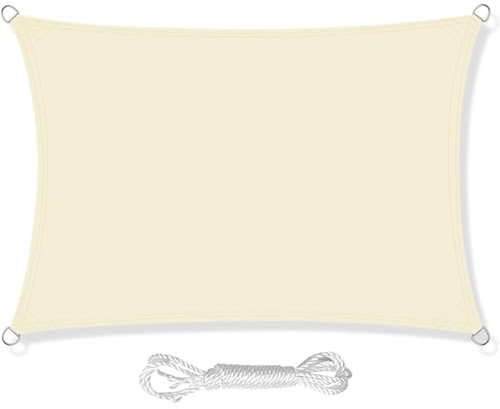 HEYOMART Sonnensegel Sonnenschutz inkl Befestigungsseile PES Polyester Wasserdicht 2 x 4m Rechteck Sonnensegel mit 98% UV Schutz für Draußen, Patio, Garten Terrasse Camping, Creme