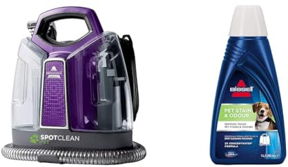 BISSELL SpotClean Pet | Portable Carpet Cleaner | Remove Spots, Spills & Stains with HeatWave Technology | Clean Carpets, Stairs, Upholstery, Car Seats | 36982 & Pet Stain & Odour Formula | 1085N | 1L