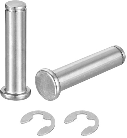 QUARKZMAN 2Set M12x50mm Perno Posizionamento Cilindrico Elastico Albero Acciaio Inossidabile 304, Perno Posizione Cilindro Cerniera Scanalato Testa Piatta con Ring Fissaggio Clip E, Argento