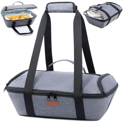 BAGSPRITE Casserole Carrier Insulated - Hot/Cold Food Carrier for 9x13 Baking Dish, Lasagna Pan