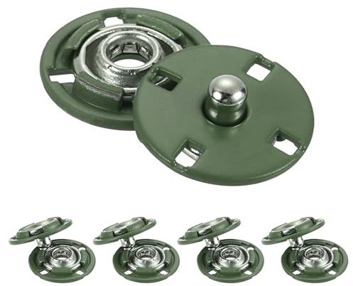 QUARKZMAN 5 Stück Druckknöpfe, Druckknöpfe zum Annähen Druckknopf Druckknöpfe ohne nähen Metall unsichtbarer verschluss schnalle Befestiger Knopf für Kleidung Leder Nähen (Dunkelgrün, 15 mm)