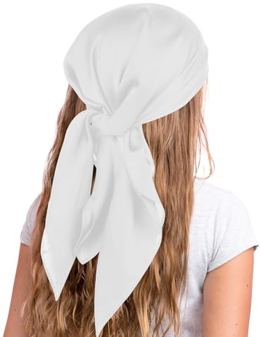 COMNICO Bufanda de satén para el cabello para mujer, bufanda cuadrada como seda para dormir, 27.5 pulgadas, Talla única
