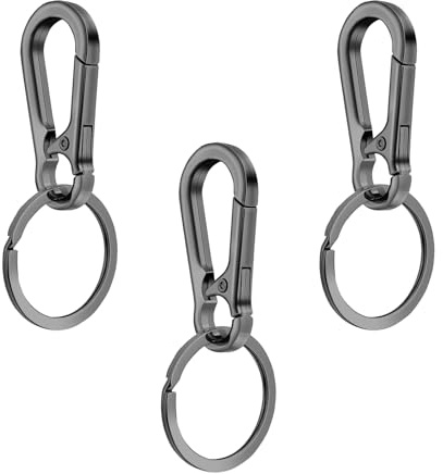 vgggrd 3 Pcs Mousquetons pour Porte-clés en Métal, Mousqueton Porte Clé, Prises d'escalade Clip Boucle Printemps Fermoirs pour Sac à Dos, Voyage, Camping, Amovible (Noir)