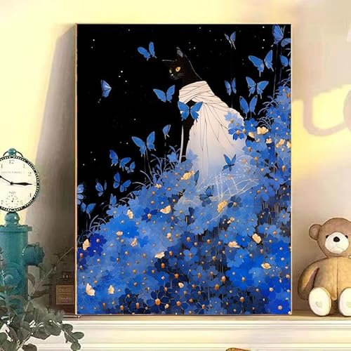 Landschaft Malen Nach Zahlen Erwachsene Bastelset, Paint by Numbers Schmetterling Malen Nach Zahlen Anfänger, DIY Ölgemälde Leinwand Set mit 3 Set Pinsels und Farbe, Zimmer Deko 90x120cm, für Frauen