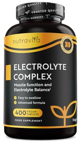 Elektrolyte Komplex mit Magnesium Kalium Hochdosiert Kalzium Natrium & Chlorid - 400 Tabletten für 13 Monate Vorrat - 900mg Sportliche Nahrungsergänzungsmittel Männer und Frauen - Nutravita