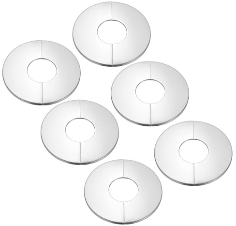 PATIKIL Rohrabdeckung Wand Split Flansch 63mm, 6 Stück Rohrmanschette Abdeckrosette Edelstahl Runde Selbstklebende Wasserhahn für Wandabdeckung Küchen Badezimmerarmaturen, Silber