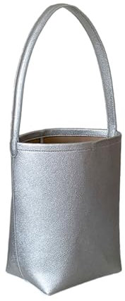 JSGHGDF Modische Beuteltasche aus Polyurethan, einfarbig, Schultertasche für Damen, Reisen, Freizeit, Handtasche, Schwarz/Schlammfarbe/Silber/Gelb, silber