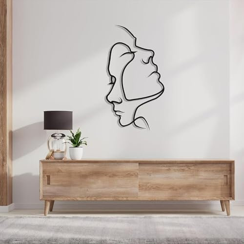 Metall Wandkunst, Paar Figur Gesicht Linie Wandkunst Minimalistisch Abstrakt Weibliche Frau Moderne Wandskulpturen weiblich und männlich zu Hause Wandkunst für Schlafzimmer,Badezimmer,Wohnzimmer(Schwa