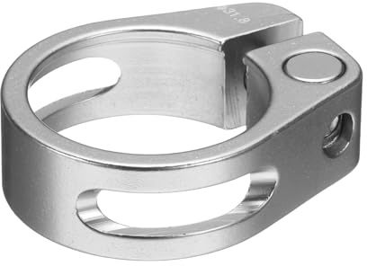QUARKZMAN Abrazadera para sillín de bicicleta, 31,8 mm, con tornillo Allen M4, color plateado | Clip de aleación de aluminio para bicicleta de 27,2 a 28,6 mm