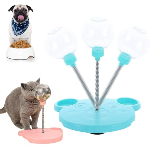 HOPASRISEE Wackelndes Hunde Leckerli Spielzeug, snackball Hund Katze, futterball für Hunde Gross, Interaktiver Futterspender für Katzen Leckerli-Spielzeug (Blau)
