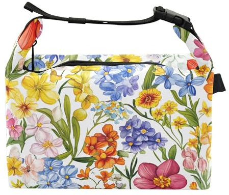 Lunchtaschen mit Blumenhyazinthen, Begonie, Weiß, für Mädchen, mit Griffen, Erwachsene, isolierte Tasche für Freizeitpark